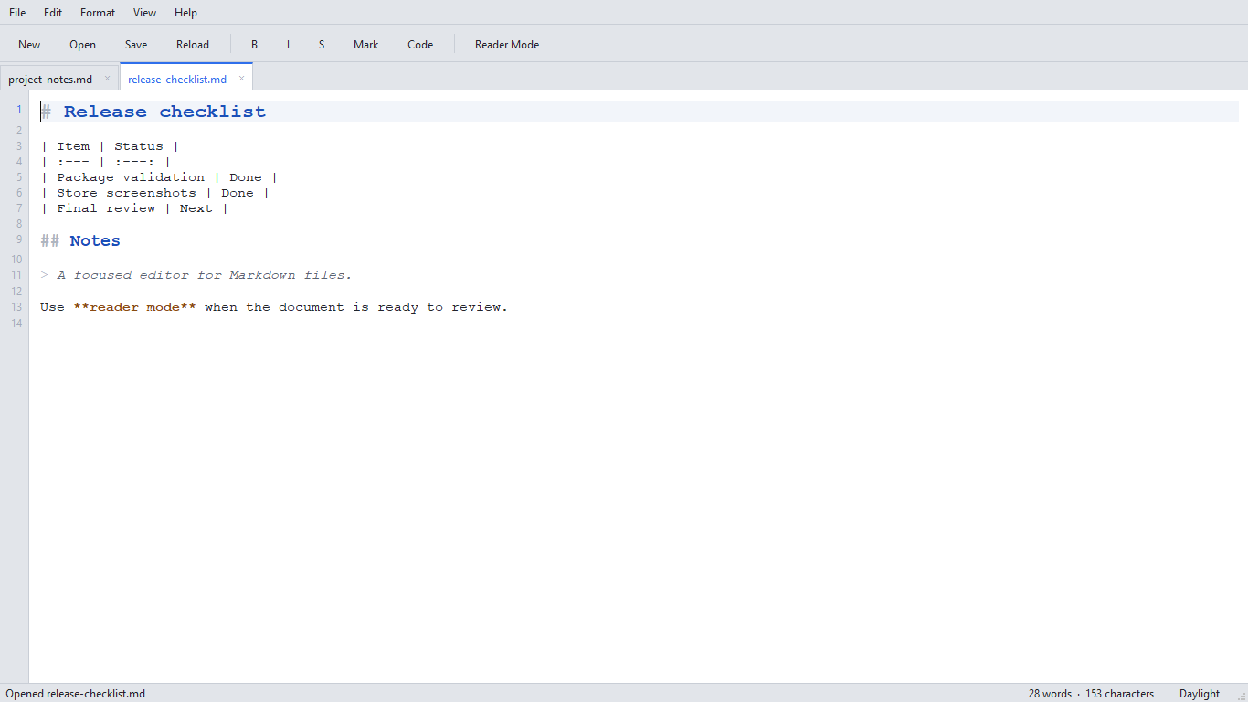MarkPad++ in the light theme